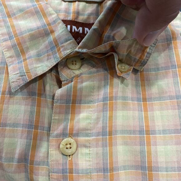 Simms Shirt Mens XLarge Orange Plaid Cor3 Short Sleeve Fishing - Picture 11 of 11